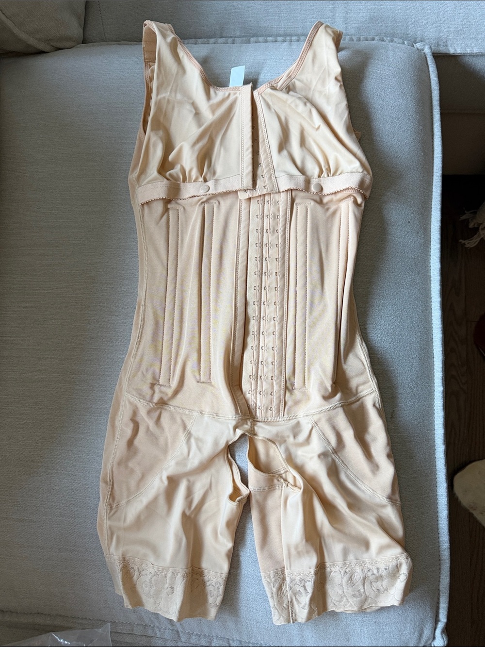 Post-Surgery Firm Control Nude Shapewear Bodysuit with Front Hook Closure